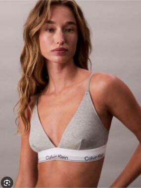 Calvin Klein Light Gray Triangle Logo Bralette